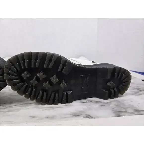 Dr Martens Britain - White 20 Hole Knee High Platform Boots - Womens 8 - Picture 15 of 16